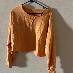 Casual Orange Cropped Sweatshirt